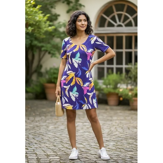 Vestido Curto Guaraciara Estampa Pétalas ao Vento