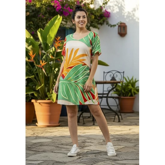 Vestido Curto Guaraciara Estampa Jardim do Sol