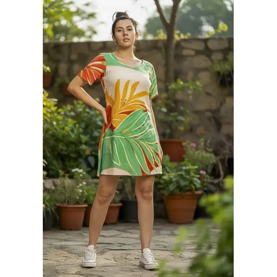 Vestido Curto Guaraciara Estampa Jardim do Sol