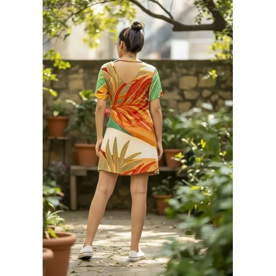 Vestido Curto Guaraciara Estampa Jardim do Sol