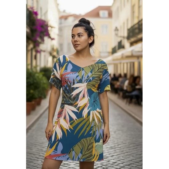 Vestido Curto Guaraciara Estampa Brisa Botânica