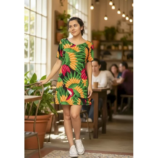 Vestido Curto Guaraciara Estampa Festa dos Tucanos