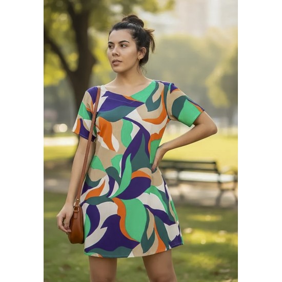 Vestido Curto Guaraciara Estampa Brisa do Mar