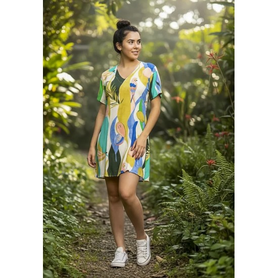 Vestido Curto Guaraciara Estampa Selva Urbana