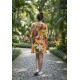 Vestido Curto Kaolin Viscose Estampa Flowers & Tucanos