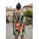 Vestido Curto Kaolin Viscose Estampa Festival Tropical