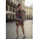 Vestido Curto Kaolin Viscose Estampa Pétalas ao Vento