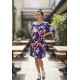 Vestido Curto Kaolin Viscose Estampa Pétalas ao Vento