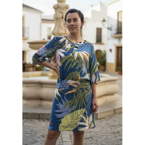 Vestido Curto Kaolin Viscose Estampa Brisa Botânica