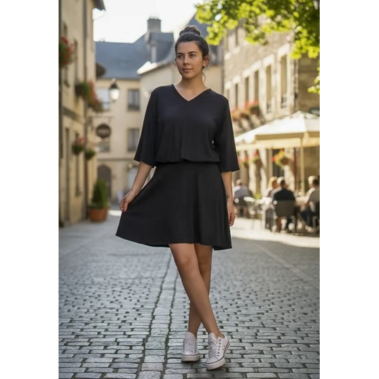 Vestido Curto Kaolin Viscose Preto