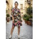 Vestido Curto Kaolin Viscose Estampa Pétalas Noturna