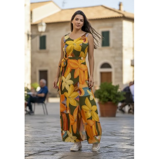 Vestido Longo Iúna Viscose Estampa Flowers & Tucanos