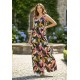 Vestido Longo Iúna Viscose Estampa Pétalas Noturna