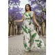 Vestido Longo Iúna Viscose Estampa Folhagem Poética