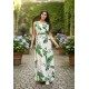 Vestido Longo Iúna Viscose Estampa Folhagem Poética