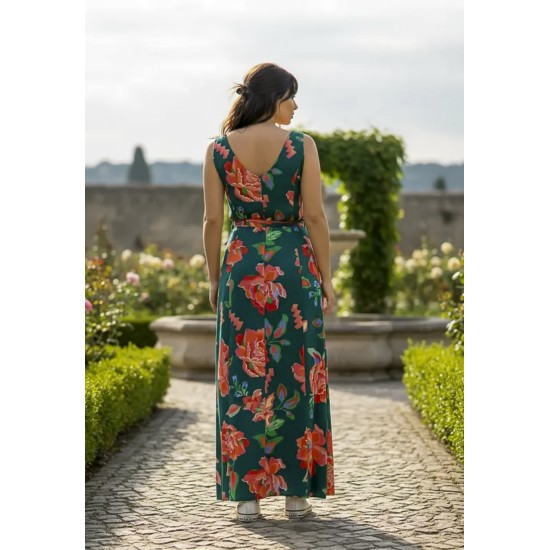 Vestido Longo Iúna Viscose Estampa Explosão Floral