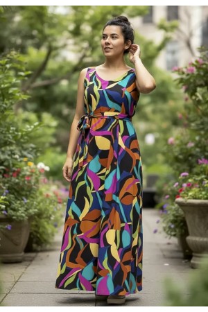 Vestido Longo Iúna Viscose Estampa Aurora Urbana