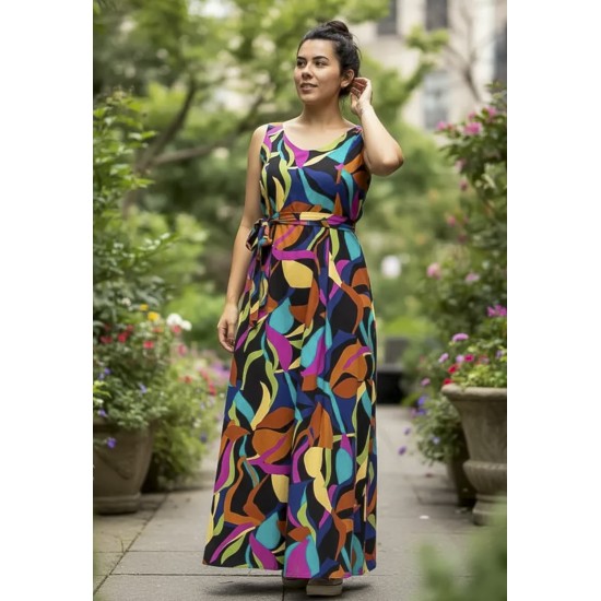 Vestido Longo Iúna Viscose Estampa Aurora Urbana
