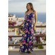 Vestido Longo Iúna Viscose Estampa Pétalas ao Vento