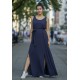 Vestido Longo Iúna Viscose Azul Marinho