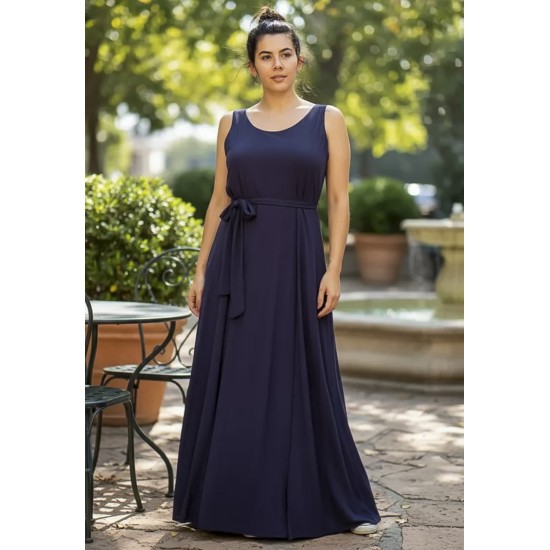 Vestido Longo Iúna Viscose Azul Marinho