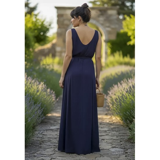 Vestido Longo Iúna Viscose Azul Marinho