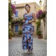 Vestido Longo Iúna Viscose Estampa Jardim Celeste