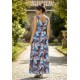 Vestido Longo Iúna Viscose Estampa Jardim Celeste