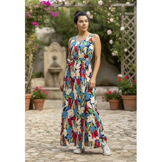 Vestido Longo Iúna Viscose Estampa Floresce