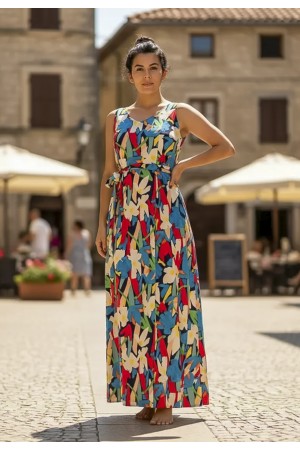 Vestido Longo Iúna Viscose Estampa Floresce