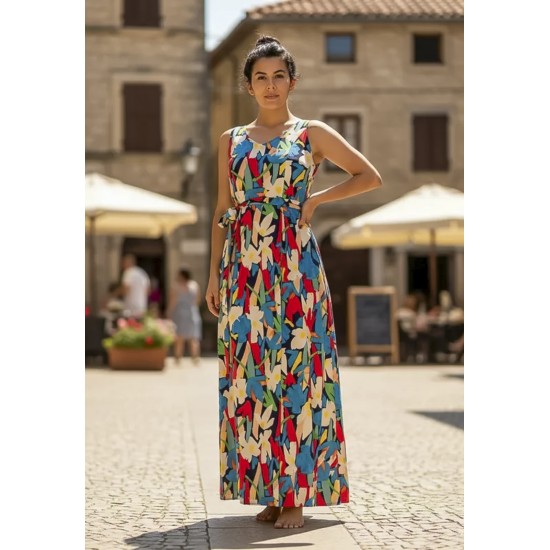 Vestido Longo Iúna Viscose Estampa Floresce