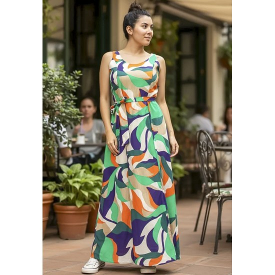 Vestido Longo Iúna Viscose Estampa Brisa do Mar