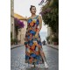 Vestido Longo Iúna Viscose Estampa Aurora Profunda