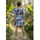 Vestido Curto Viscose Rodado Estampa Jardim Celeste