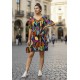 Vestido Curto Viscose Rodado Estampa Aurora Urbana
