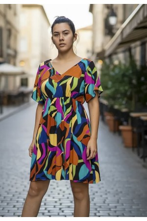 Vestido Curto Viscose Rodado Estampa Aurora Urbana