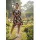 Vestido Curto Viscose Rodado Estampa Pétalas Noturna