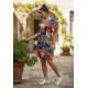 Vestido Curto Viscose Rodado Estampa Aurora Profunda