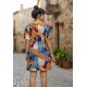 Vestido Curto Viscose Rodado Estampa Aurora Profunda