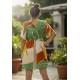 Vestido Curto Viscose Rodado Estampa Jardim do Sol