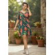 Vestido Curto Viscose Rodado Estampa Explosão Floral