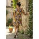 Vestido Curto Viscose Rodado Estampa Cores Vibrante