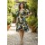 Vestido Curto Viscose Rodado Estampa Jardim Noturno