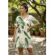Vestido Curto Viscose Rodado Estampa Folhagem Poética