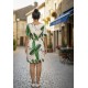 Vestido Curto Viscose Rodado Estampa Folhagem Poética