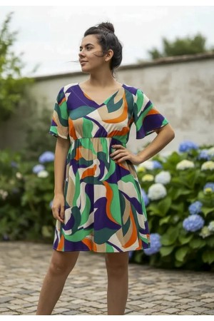 Vestido Curto Viscose Rodado Estampa Brisa do Mar