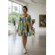 Vestido Curto Viscose Rodado Estampa Selva Urbana