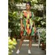 Vestido Curto Viscose Rodado Estampa Festival Tropical