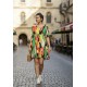 Vestido Curto Viscose Rodado Estampa Festival Tropical