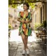 Vestido Curto Viscose Rodado Estampa Festival Tropical